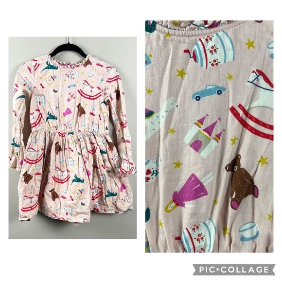 Mini Boden Other - Mini Boden pink castle princess printed long sleeve baby doll dress 8-9 year